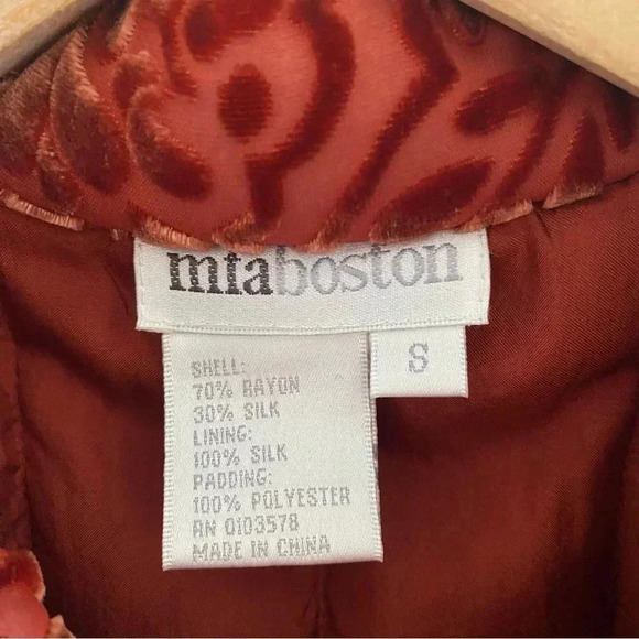 MFA Boston Museum of Fine Arts  Coral Burnout Velvet  Silk Women’s Jacket - Picture 3 of 7